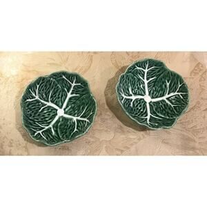 2 MAXCERA EMBOSSED GREEN CABBAGE BOWLS SPRING COLLECTION FARMHOUSE COTTAGECORE